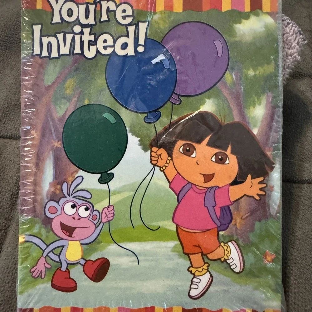 Vintage Nick jr Dora the Explorer Fiesta Birthday‎ Invitations & Thank You Cards